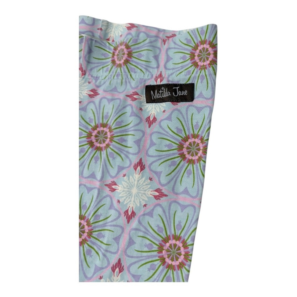 Boho Matilda Jane Leggings Girls 12 Blue Floral Polka Dot Ruffle Hem Striped - Picture 3 of 8